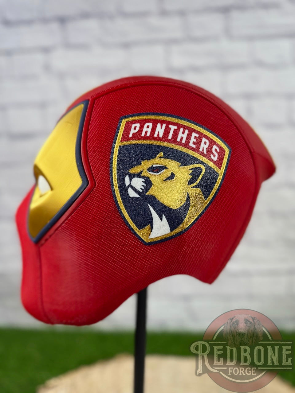 Florida-Inspired Red & Gold Masked Mercenary Mask