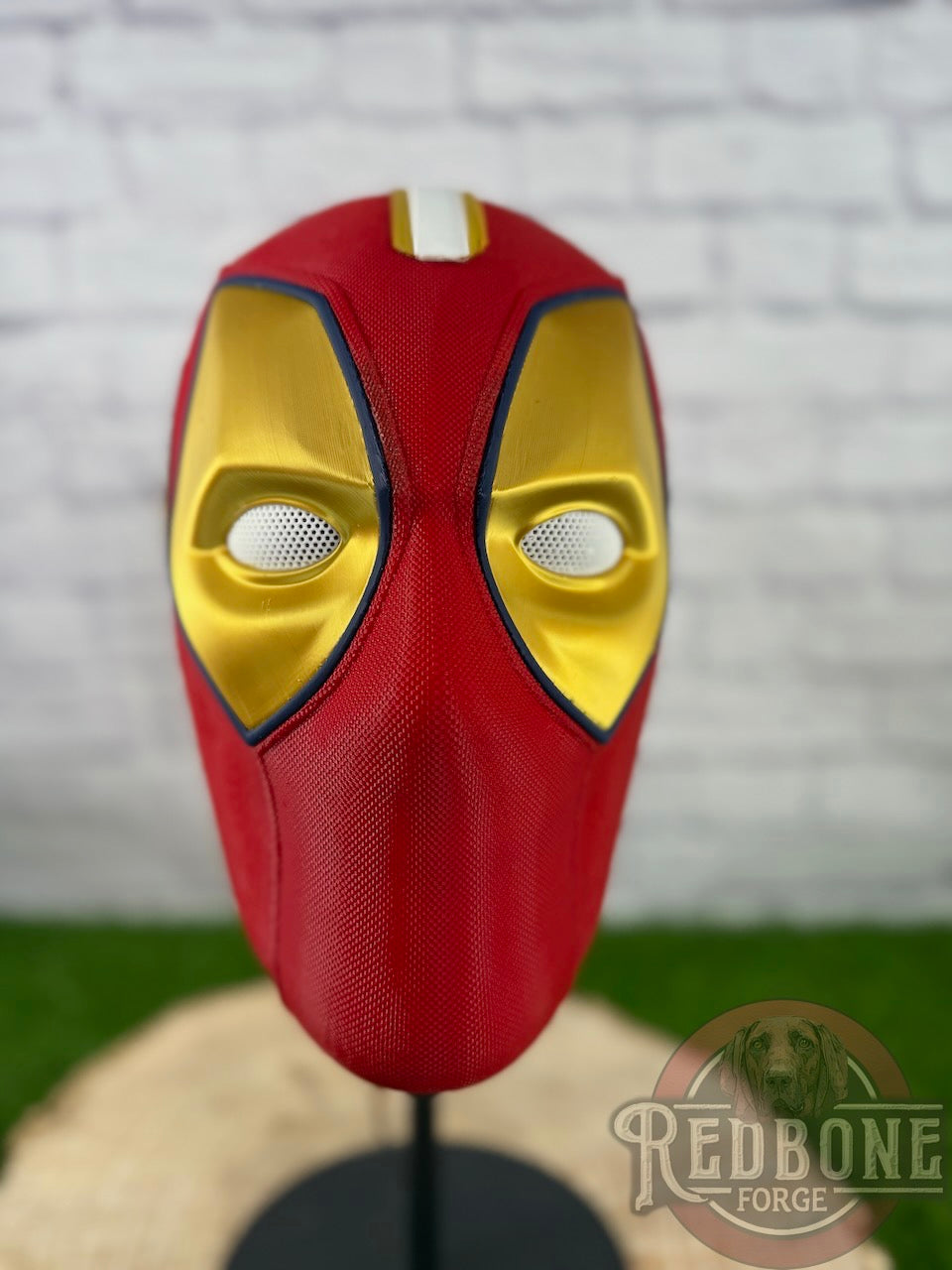 Florida-Inspired Red & Gold Masked Mercenary Mask