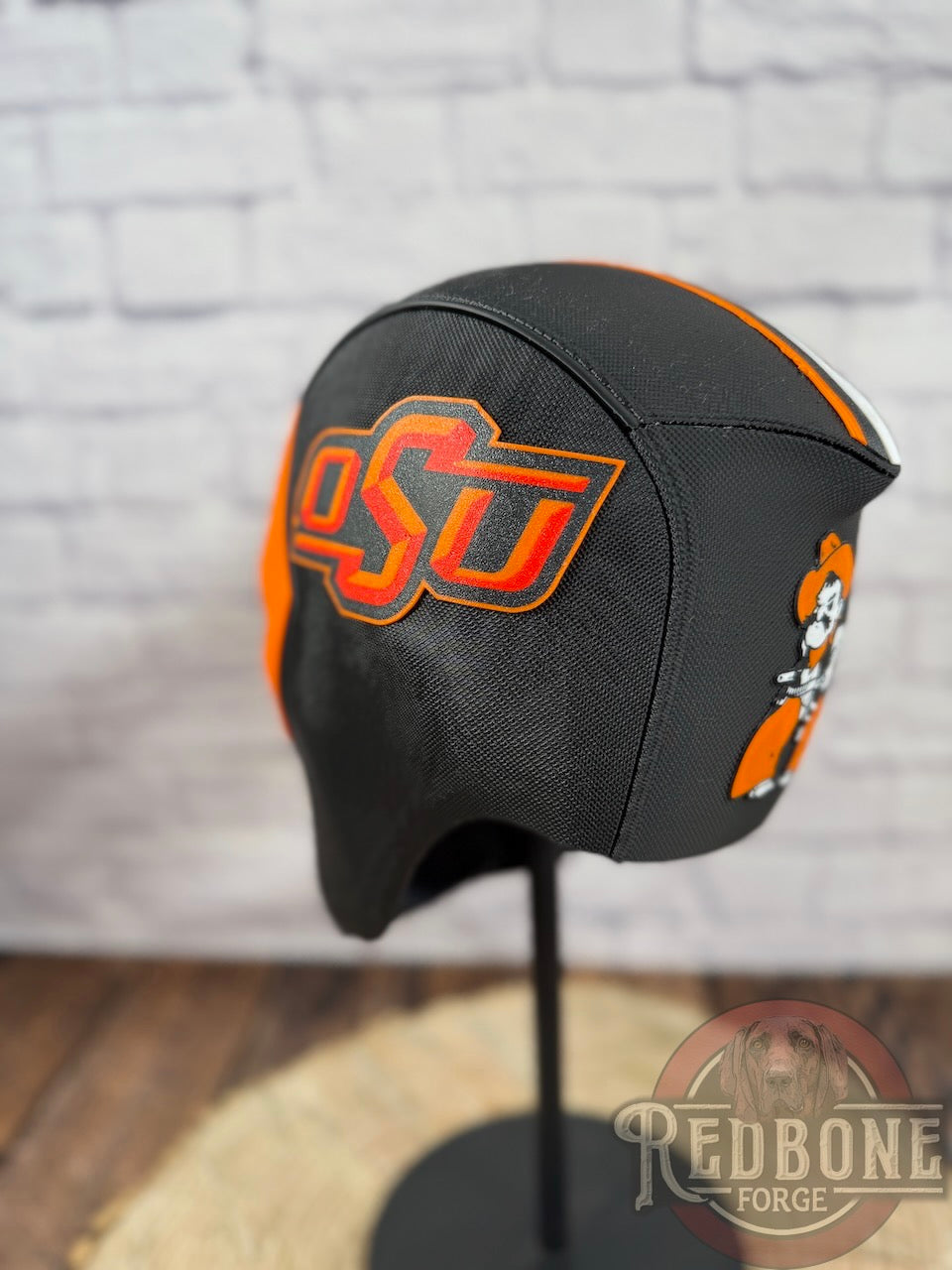 Edmonton-Inspired Navy & Orange Masked Mercenary Mask