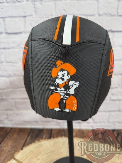 Edmonton-Inspired Navy & Orange Masked Mercenary Mask