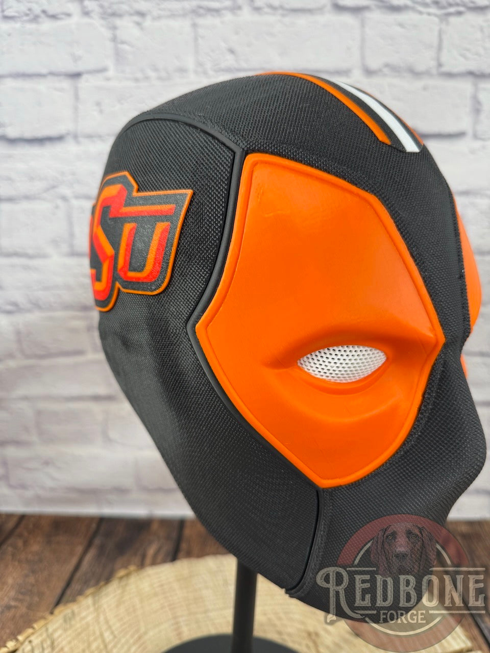 Edmonton-Inspired Navy & Orange Masked Mercenary Mask