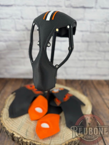 Edmonton-Inspired Navy & Orange Masked Mercenary Mask