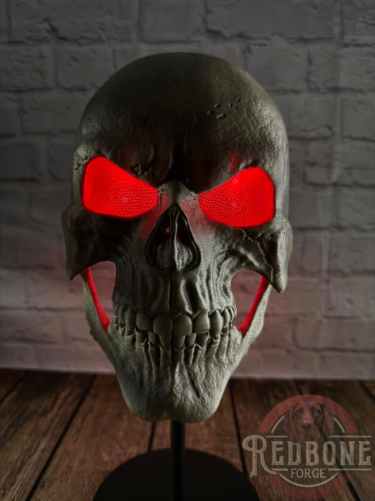 Glowing Skeleton Skull Helmet with Moveable Jaw & Glowing Eyes