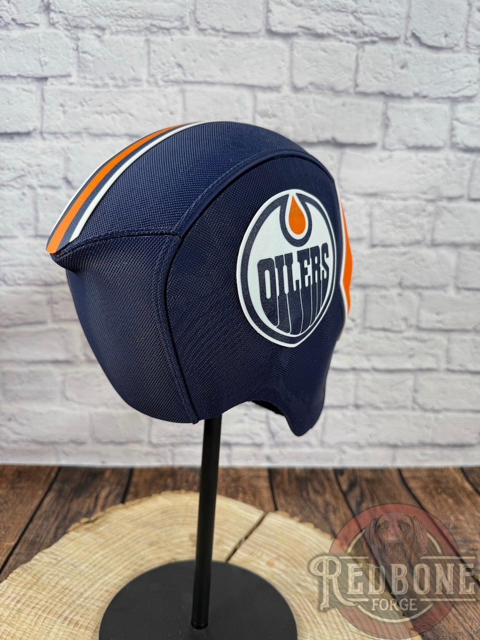 Edmonton-Inspired Navy & Orange Masked Mercenary Mask