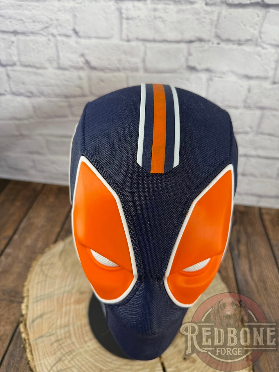 Edmonton-Inspired Navy & Orange Masked Mercenary Mask