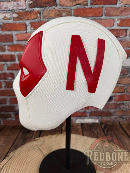 Nebraska-Inspired Red & White Masked Mercenary Mask