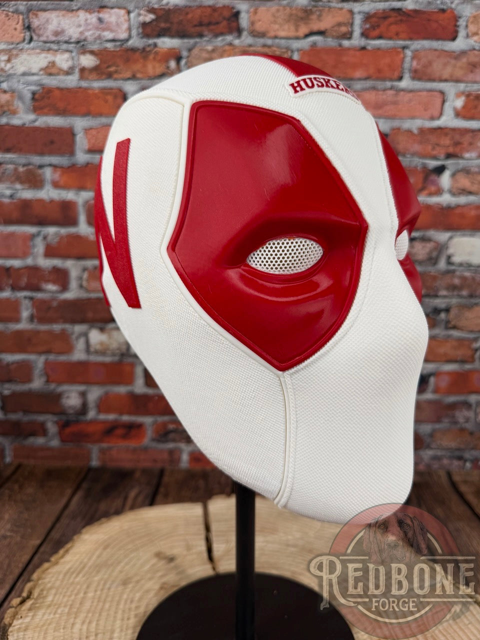 Nebraska-Inspired Red & White Masked Mercenary Mask