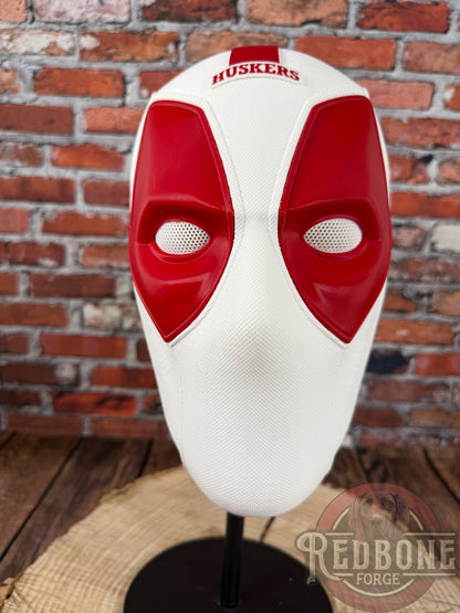 Nebraska-Inspired Red & White Masked Mercenary Mask