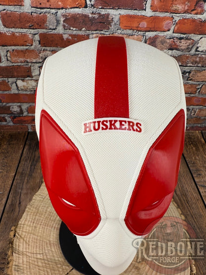 Nebraska-Inspired Red & White Masked Mercenary Mask