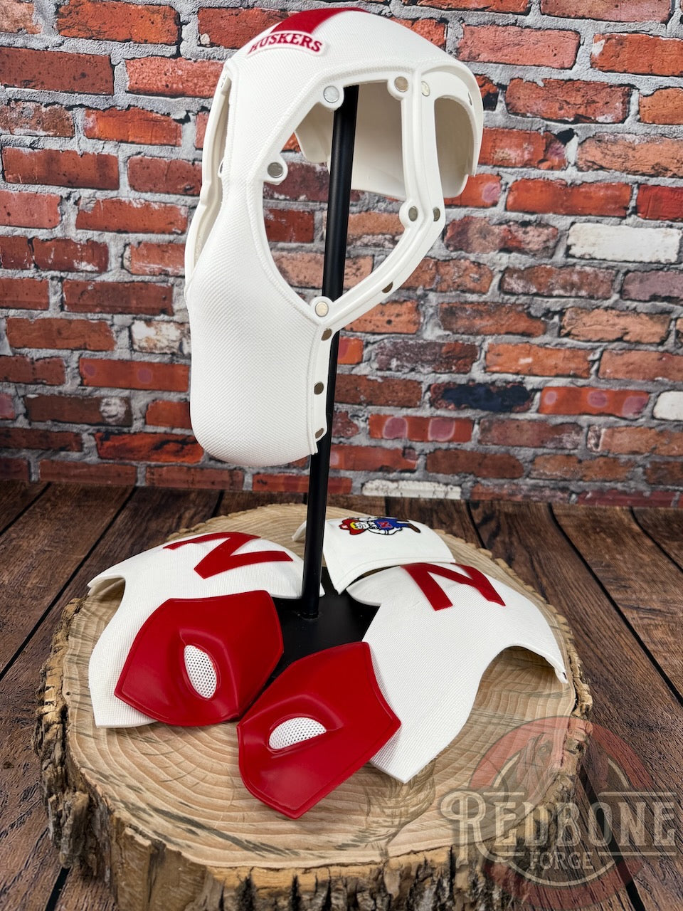 Nebraska-Inspired Red & White Masked Mercenary Mask