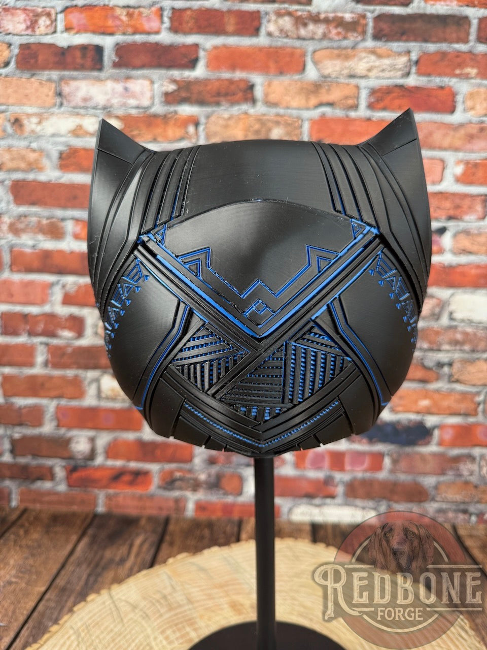 Carolina-Inspired Black & Blue Tribal Cat Warrior Helmet