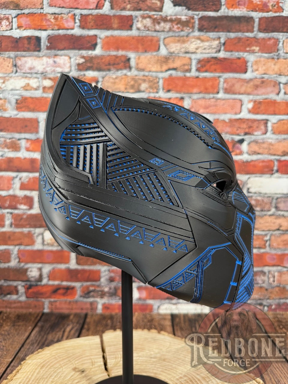 Carolina-Inspired Black & Blue Tribal Cat Warrior Helmet