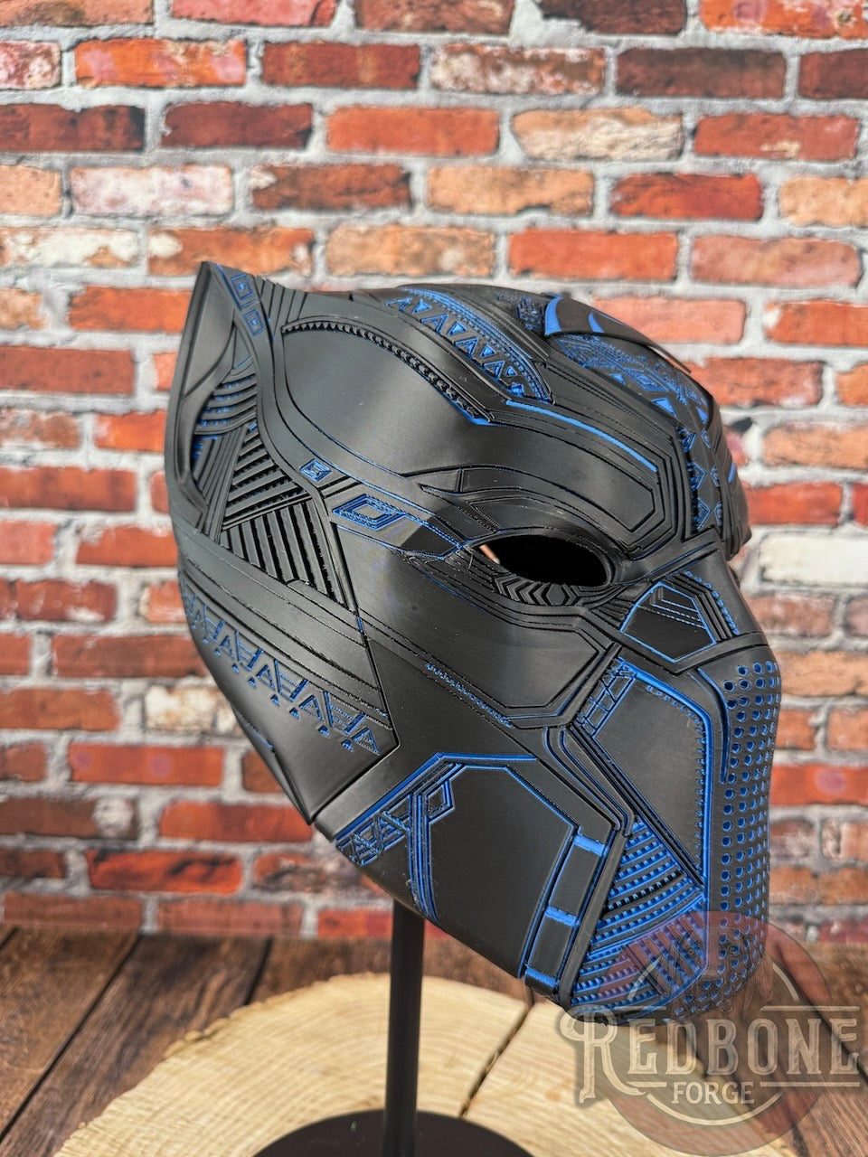 Carolina-Inspired Black & Blue Tribal Cat Warrior Helmet
