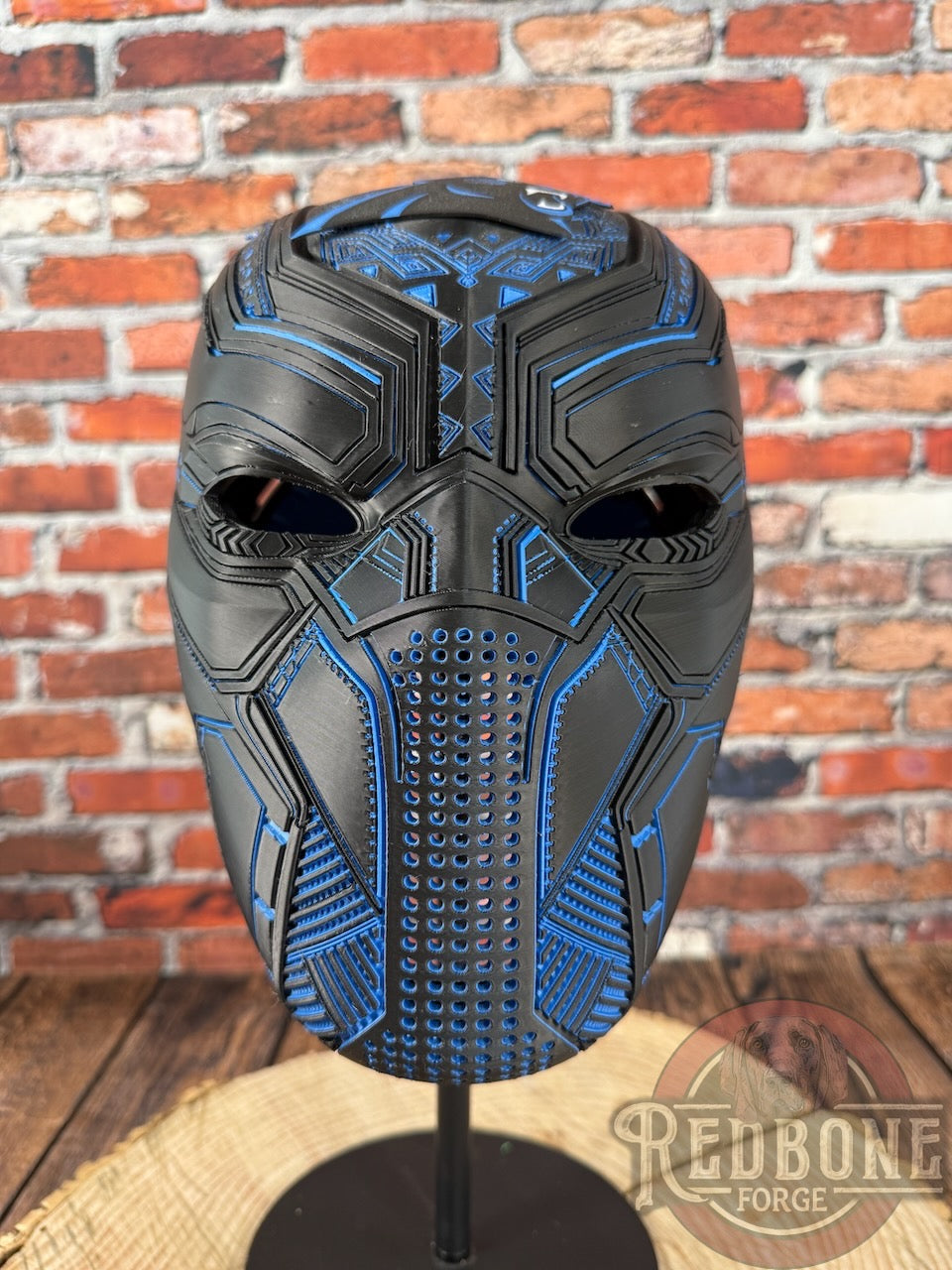 Carolina-Inspired Black & Blue Tribal Cat Warrior Helmet