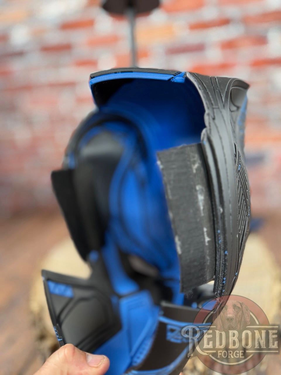 Carolina-Inspired Black & Blue Tribal Cat Warrior Helmet