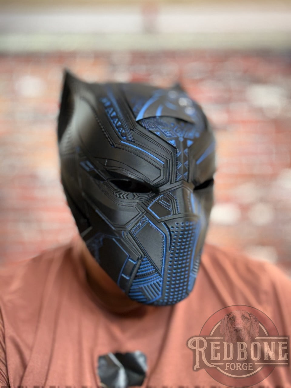 Carolina-Inspired Black & Blue Tribal Cat Warrior Helmet