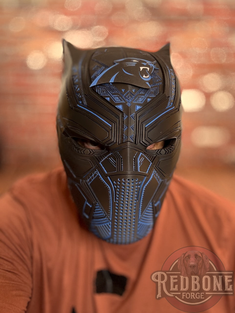 Carolina-Inspired Black & Blue Tribal Cat Warrior Helmet