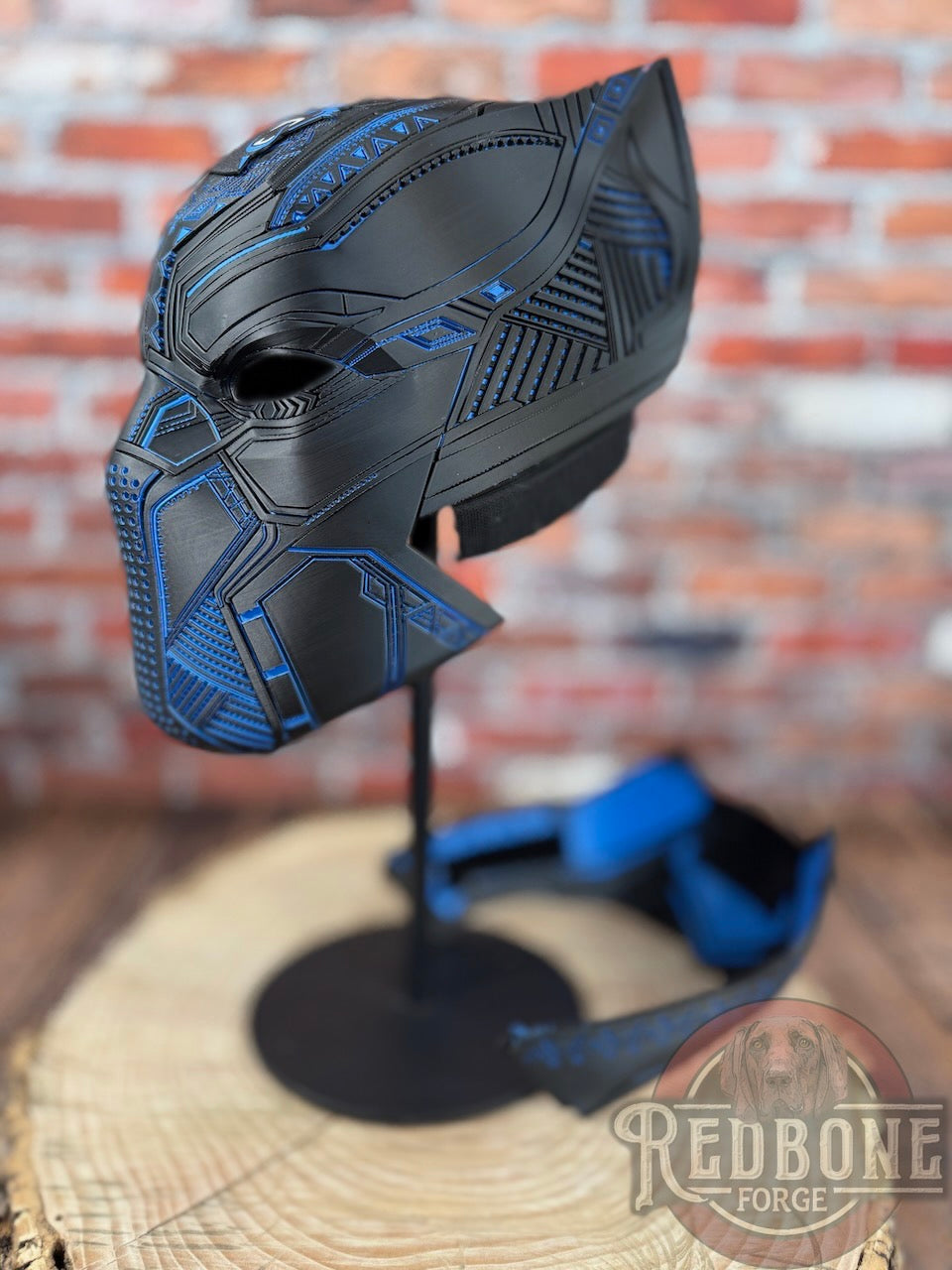 Carolina-Inspired Black & Blue Tribal Cat Warrior Helmet