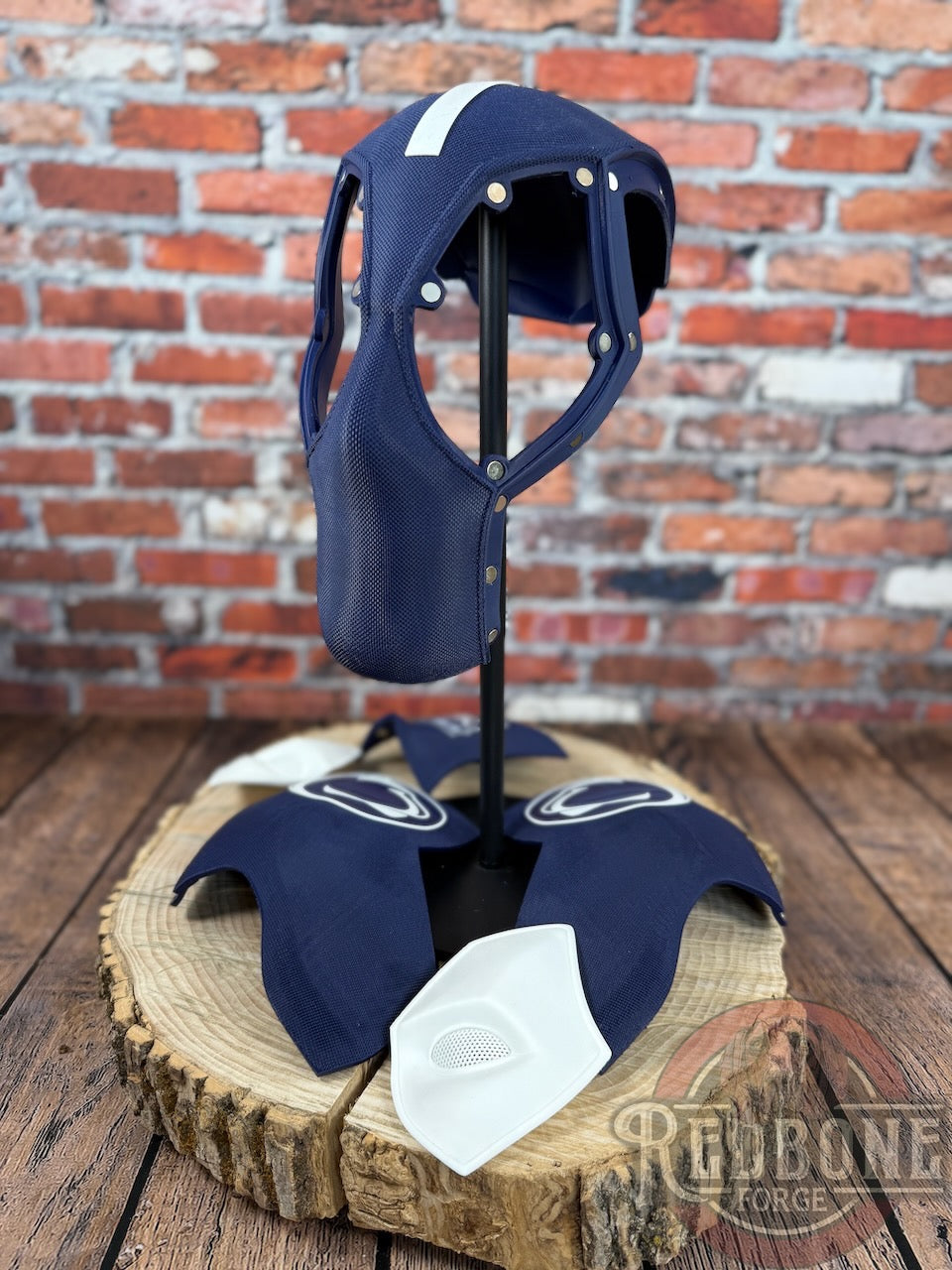 Navy Blue & White Masked Mercenary Mask