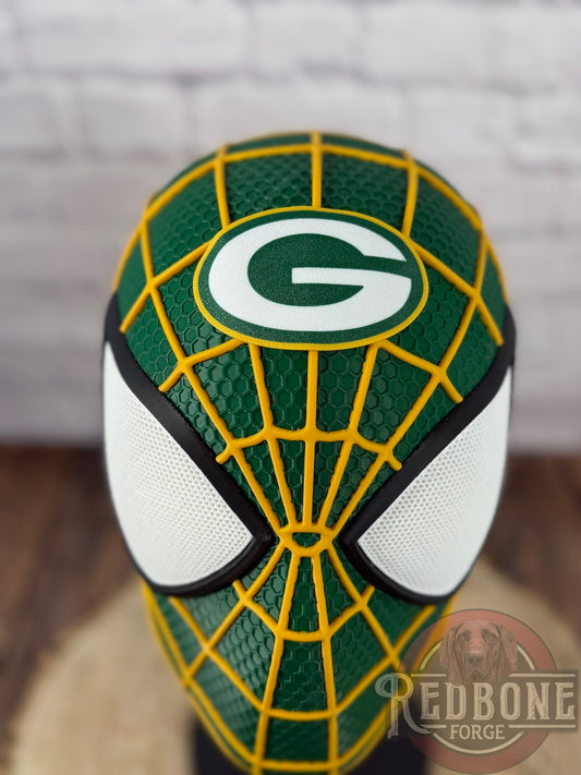 Wisconsin-Inspired Green & Yellow Web Slinger Mask