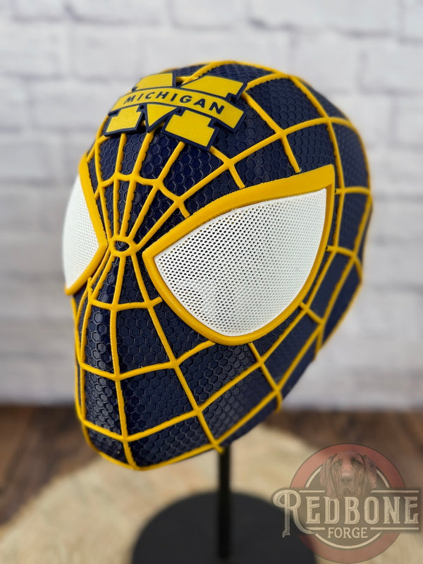 Michigan Wolverines Spider Man 3D Printed Helmet
