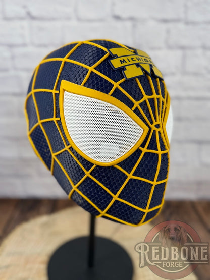Michigan-Inspired Navy & Gold Web Slinger Mask