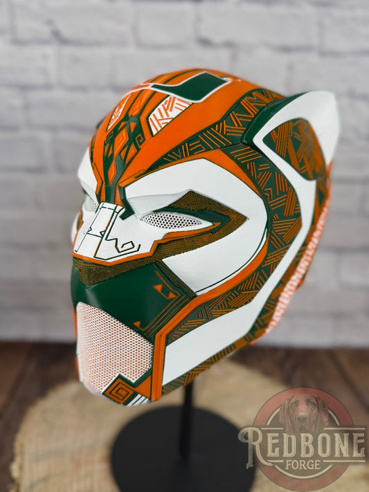 Miami-Inspired Orange, Green, & White Tribal Cat Warrior
