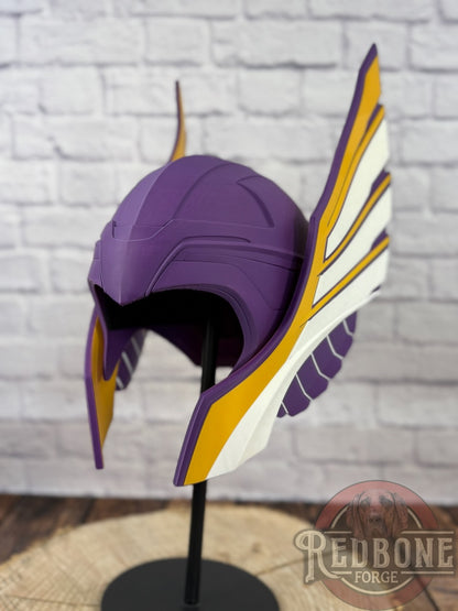 Minnesota-Inspired Purple, Gold, & White Norse God Helmet