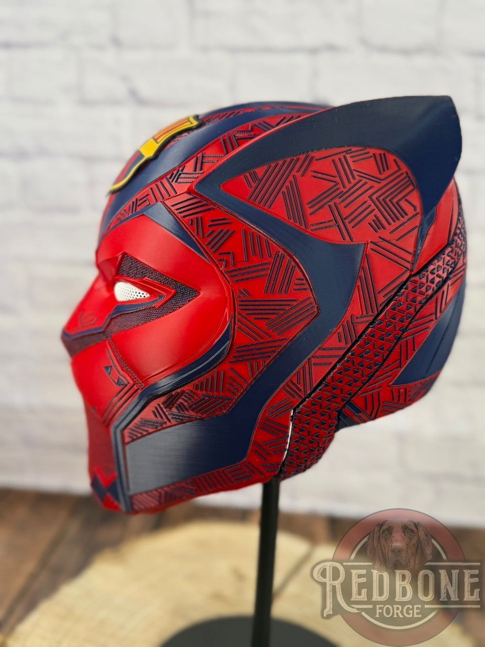 Barcelona-Inspired Navy & Red FC Soccer Tribal Cat Warrior Helmet