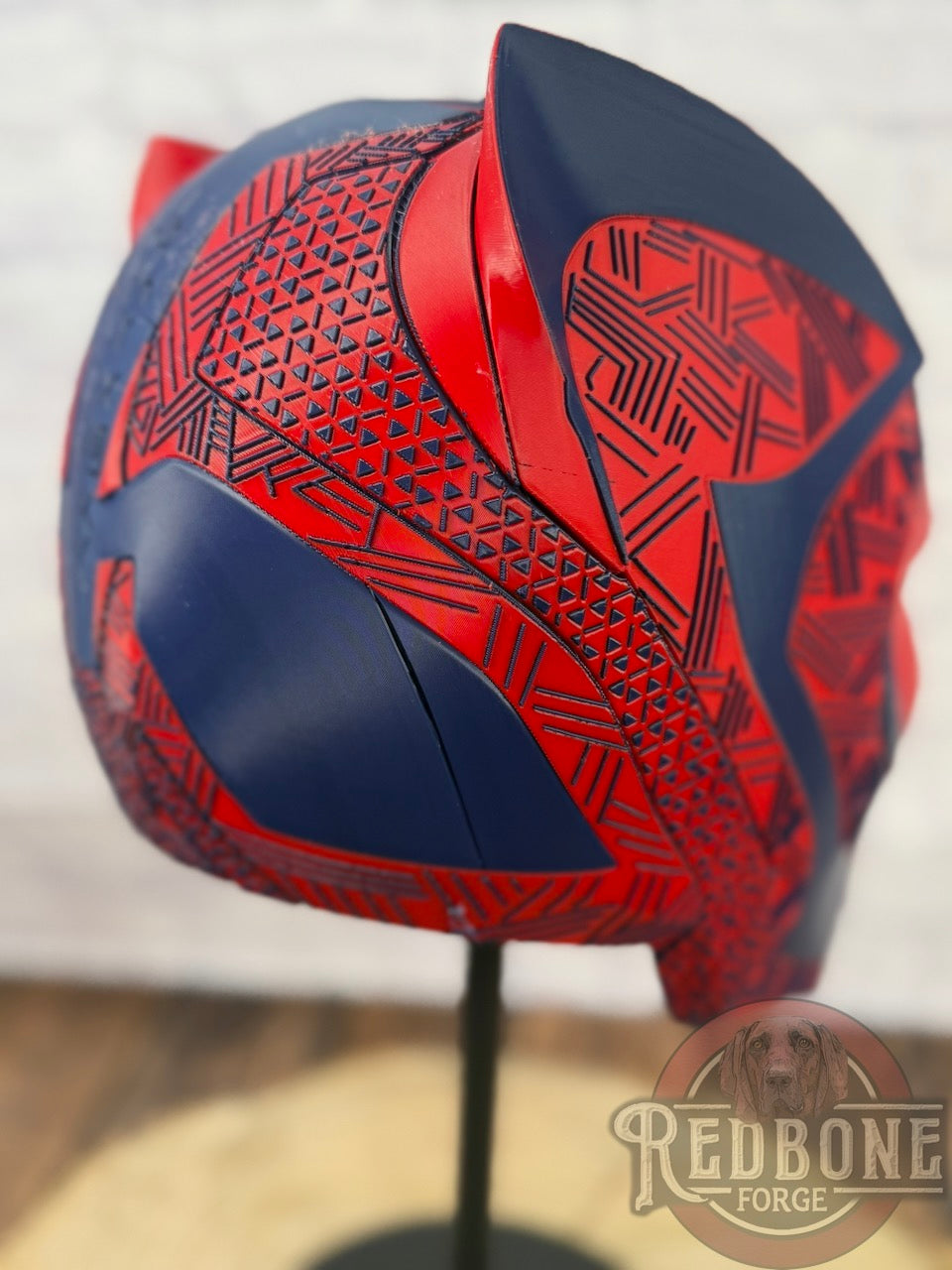 Barcelona-Inspired Navy & Red FC Soccer Tribal Cat Warrior Helmet