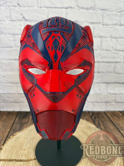NY-Inspired Navy & Red Tribal Cat Warrior Helmet