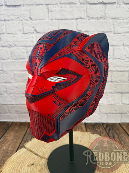 NY-Inspired Navy & Red Tribal Cat Warrior Helmet
