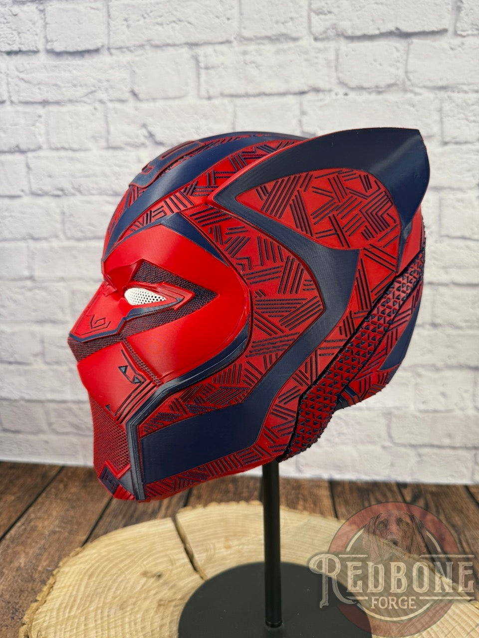 NY-Inspired Navy & Red Tribal Cat Warrior Helmet