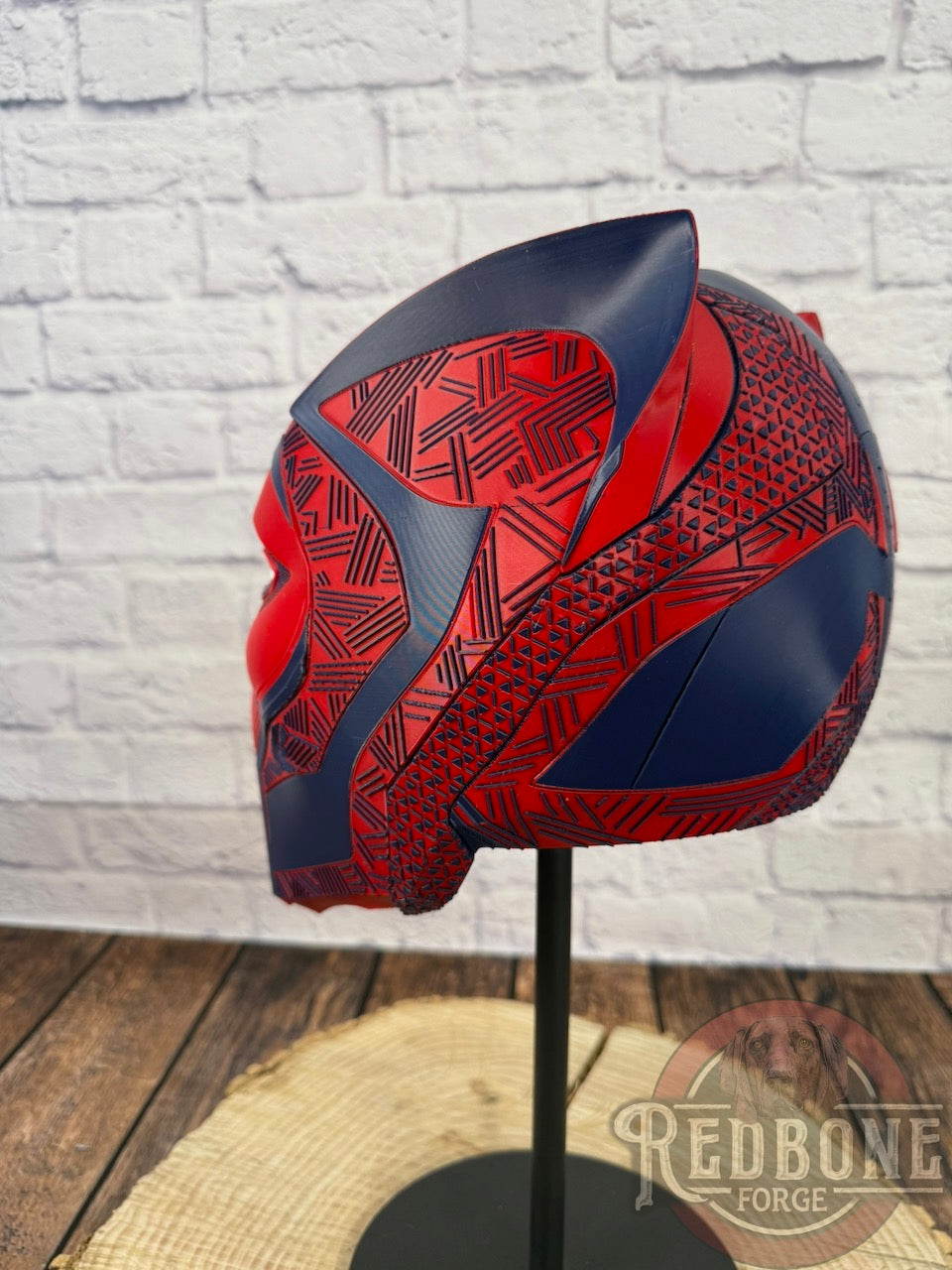 NY-Inspired Navy & Red Tribal Cat Warrior Helmet