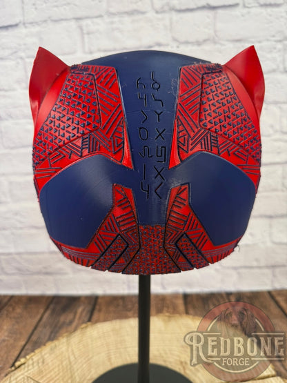 NY-Inspired Navy & Red Tribal Cat Warrior Helmet