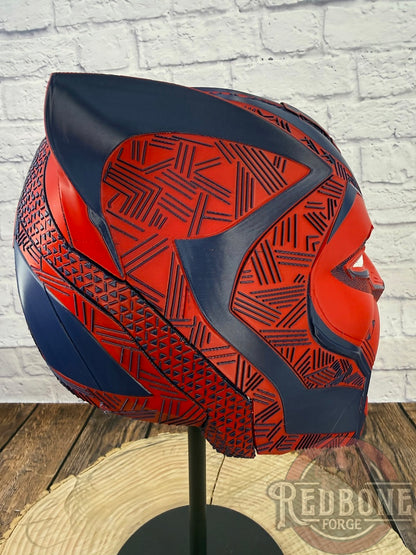 NY-Inspired Navy & Red Tribal Cat Warrior Helmet