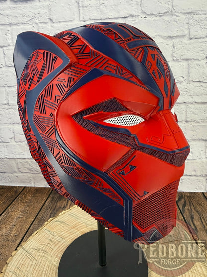NY-Inspired Navy & Red Tribal Cat Warrior Helmet