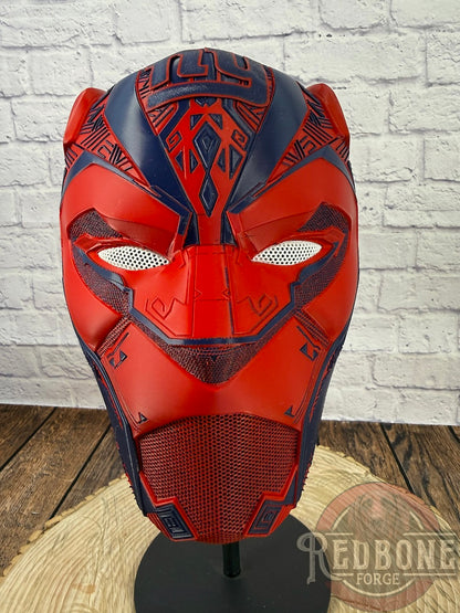 NY-Inspired Navy & Red Tribal Cat Warrior Helmet