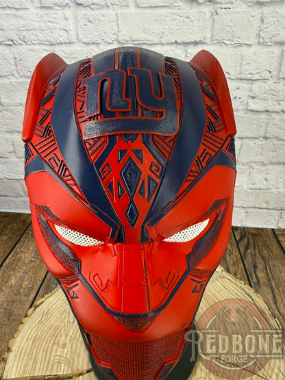 NY-Inspired Navy & Red Tribal Cat Warrior Helmet