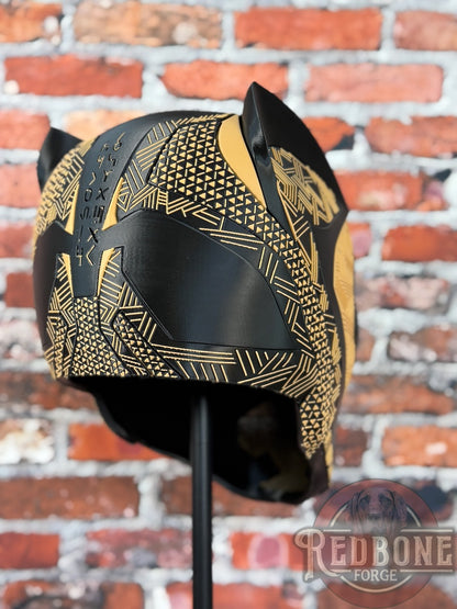 Tampa Veteran-Inspired Black & Army Tan Tribal Cat Warrior Helmet