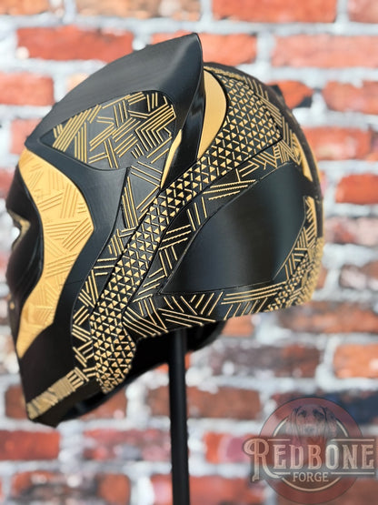 Tampa Veteran-Inspired Black & Army Tan Tribal Cat Warrior Helmet