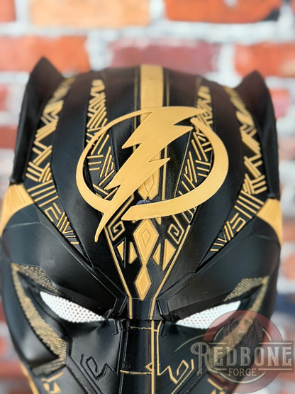Tampa Veteran-Inspired Black & Army Tan Tribal Cat Warrior Helmet
