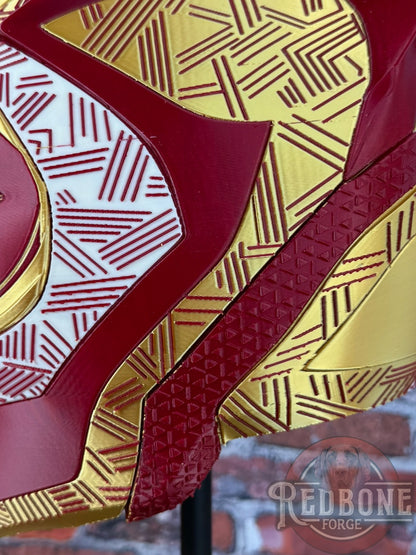 Florida State-Inspired Red & Gold Tribal Cat Warrior Helmet
