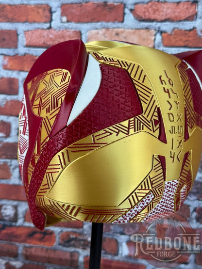 Florida State-Inspired Red & Gold Tribal Cat Warrior Helmet