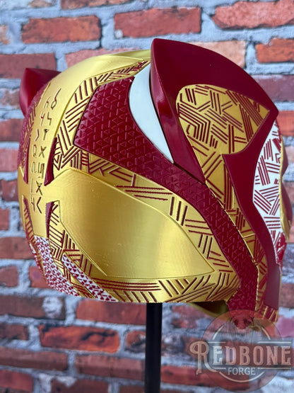 Florida State-Inspired Red & Gold Tribal Cat Warrior Helmet