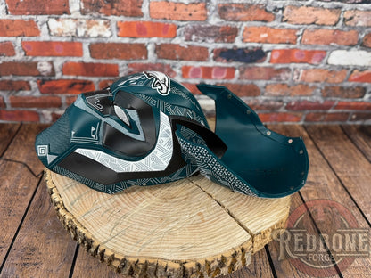 Philadelphia-Inspired Green, Silver, Black & White Tribal Cat Warrior Helmet