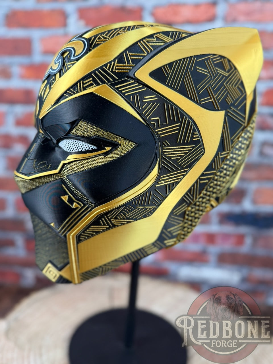 New Orleans-Inspired Gold & BlackTribal Cat Warrior Helmet (Copy)