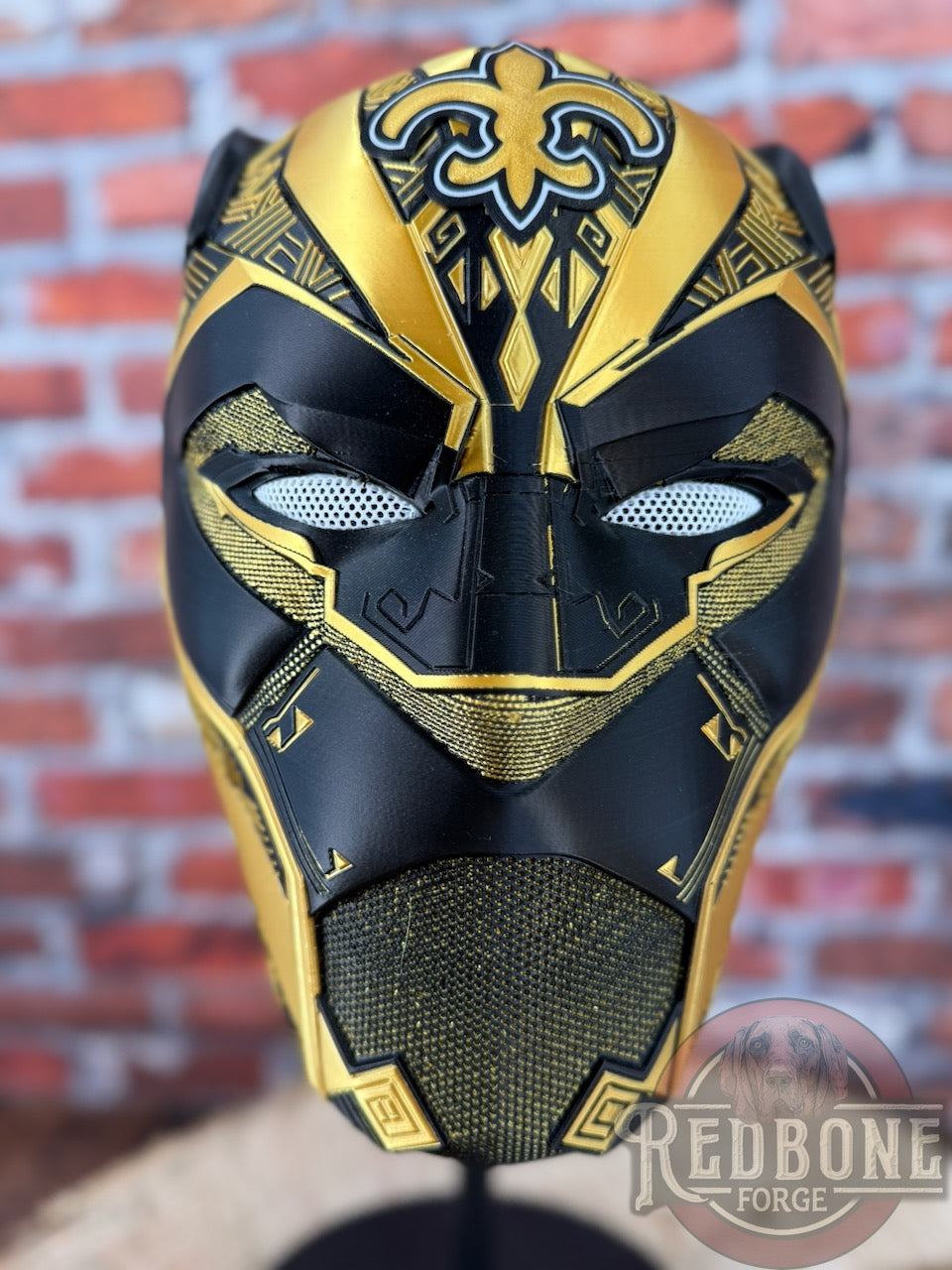 New Orleans-Inspired Gold & BlackTribal Cat Warrior Helmet (Copy)