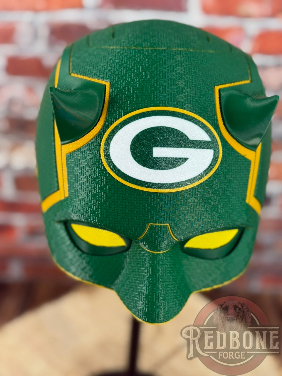 Green Bay-Inspired Green & Yellow Blind Devil Helmet