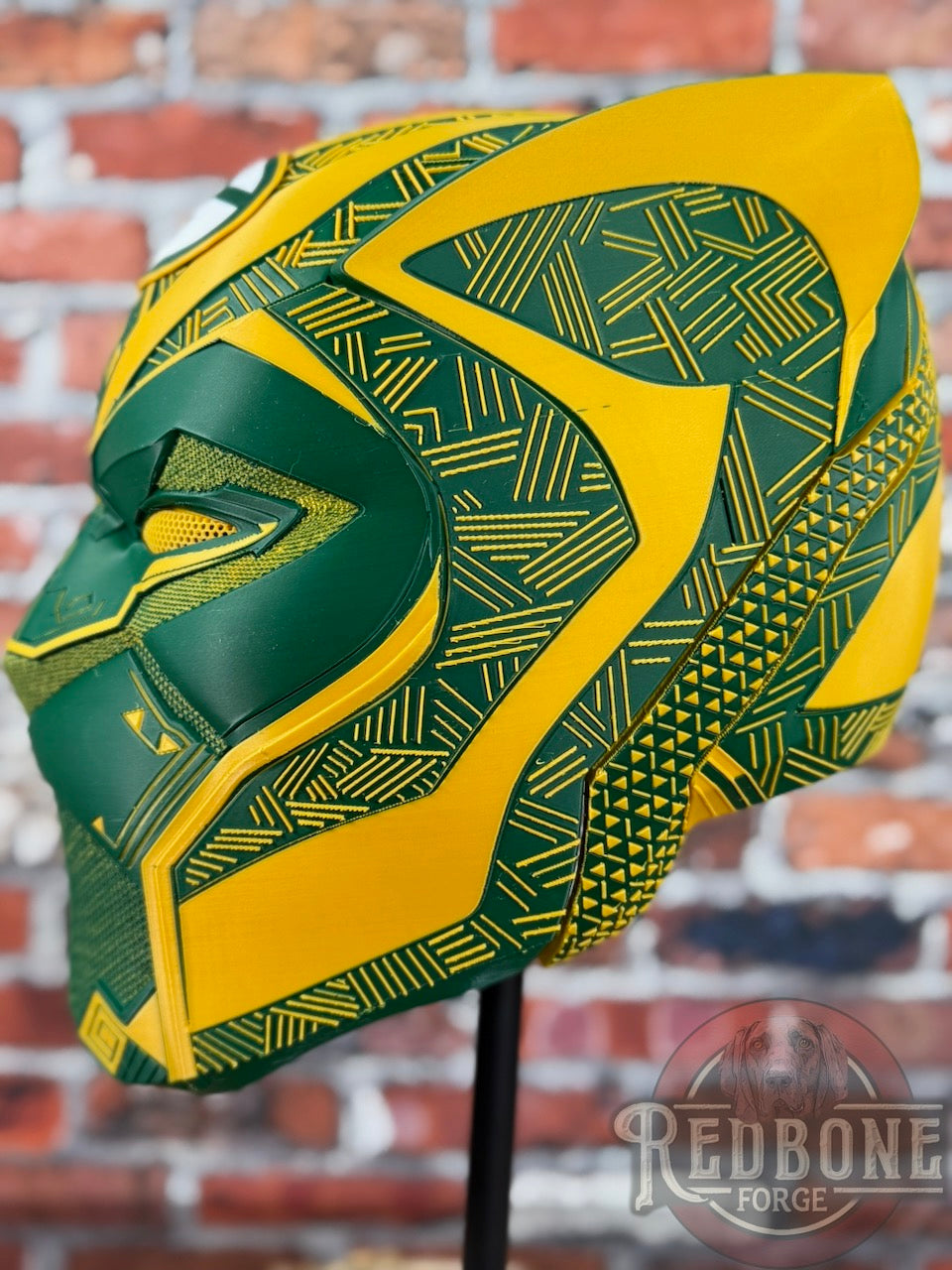 Green Bay-Inspired Green & Yellow Tribal Cat Warrior Helmet